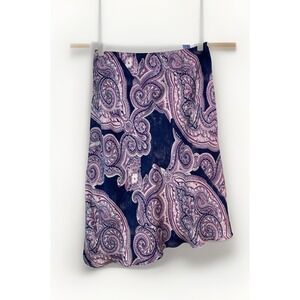 INC International Concepts Women's 6 Blue Purple Paisley Asymmetrical Silk Skirt